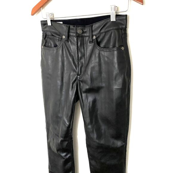 Gap Vintage Slim High Rise Vegan Leather Black Pants Ankle Length Flattering 2P - Picture 9 of 12